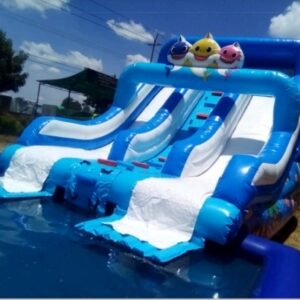 Sharks double slide castle and pool